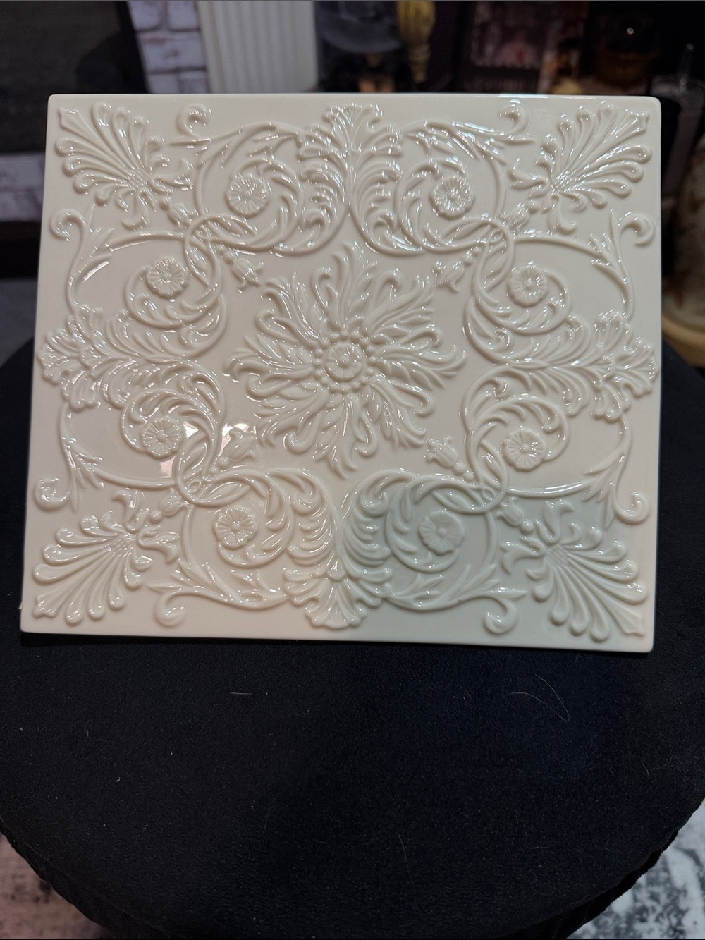 Lenox- Elegant Cream Embossed Floral serving plate